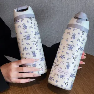 Portable Rose 32oz Dual-Use Sports Water Bottle, 304 Stainless Steel Large Capacity Cup, Drinkware, Perfect Gift for Women, Home, Outdoor Workout, Travel