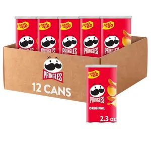 Pringles Potato Crisps Chips, Lunch Snacks, Office and Kids Snacks, Grab N' Go, Original (12 Cans)
