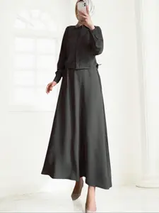 Elegant Modest Women's Slim Fit Long Sleeve Drawstring Shirt Skirt Set, Two Piece Set Women, Outfit Sets Women, Casual Chic for Daily Wear, Stylish and Comfortable