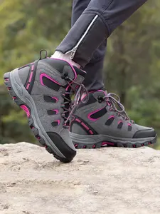 Women's Colorblock Patchwork Lace Up Hiking Shoes, Casual Comfortable Outdoor Sports Shoes, Female All-match Round Toe Walking Shoes for Daily Wear