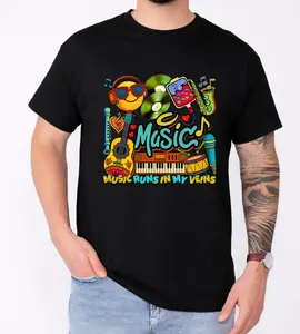 🎶 Music Runs In My Veins UNISEX T-Shirt | Retro Vibes Graphic Tee 🎧🔥