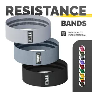 Tribe Lifting Premium Fabric Resistance Bands Set of 3 - Durable Cotton Polyester Stretch Fabric, Versatile for Squats, Lunges, Crunches & More