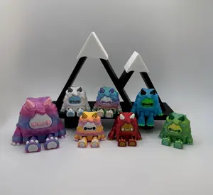 3D Printed Articulated Yetis with Mountain Display Option– Cute Poseable Creatures – Layers In Green Design