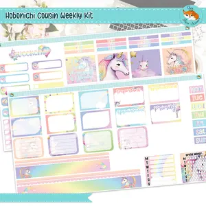 Hobonichi Cousin Weekly Planner Sticker Kit | Unicorn Dreams Weekly Kit