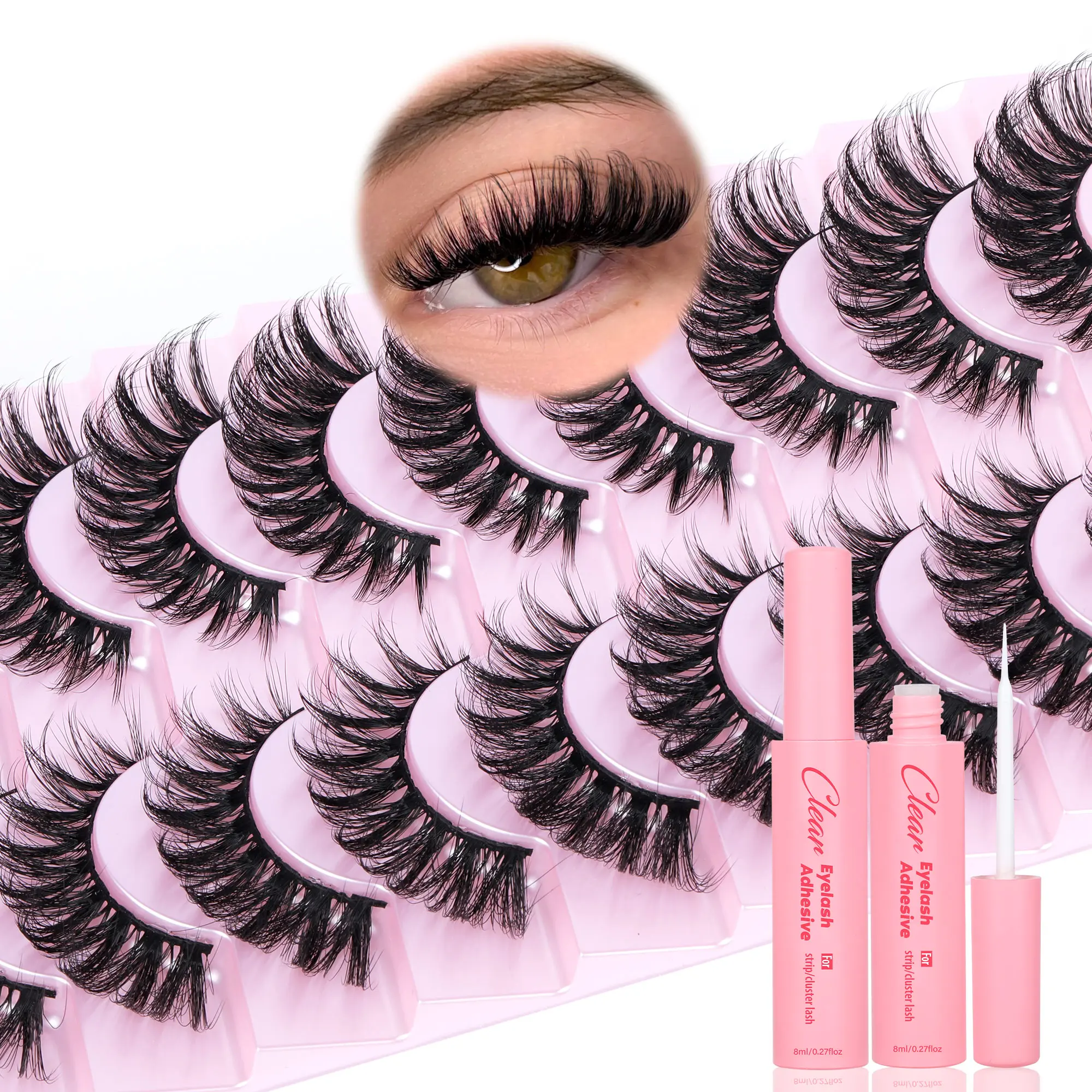 TOOCHUNAG False Eyelash kit  Fluffy Individual Lashes kit for Party or Date