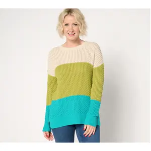 Belle by Kim Gravel Honeycomb Stitch Color Block Sweater