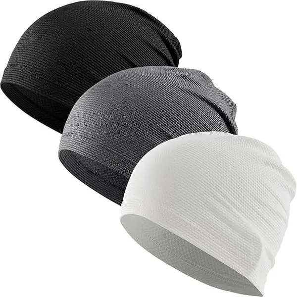 3-Pack Breathable Mesh Skull Cap Sweat Control Helmet Liner | Lightweight Quick Dry Cooling Sports Cycling Motorcycle Hard Hat Liner for Men Women