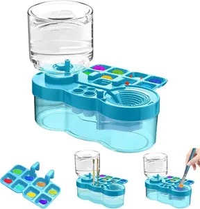 4-in-1 Water Circulation Brush Cleaning Kit | One-Button Water Change & Leak-Proof Rinsing Cup with Palette and Stand