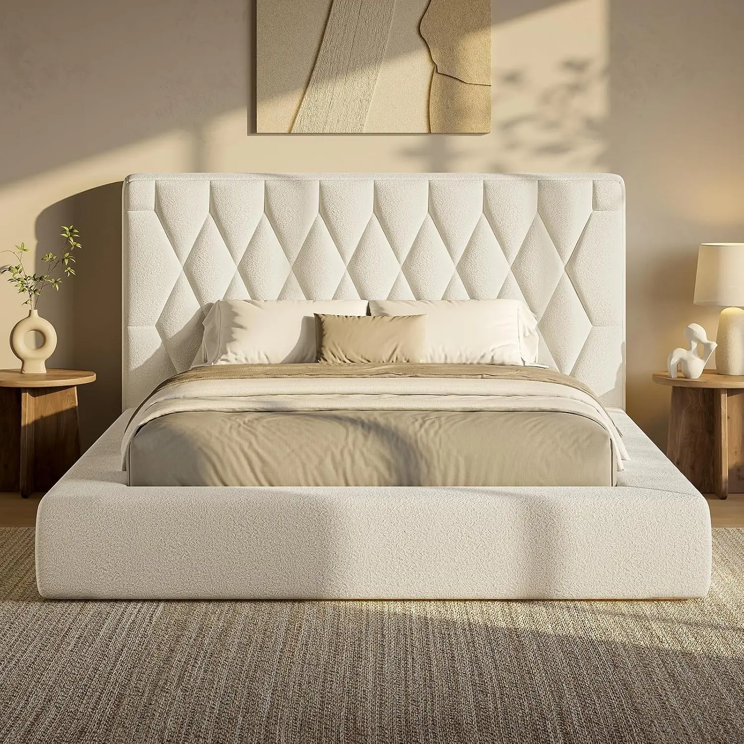 ADORNEVE Upholstered Cloud Bed Frame Full with 5.9" Headboard, 4.9" Fully Cushioned Platform Bed, Soft Rounded Corners & Noise-Free for Master Bedroom/Guest Room,15-Min Easy Assembly, Grey