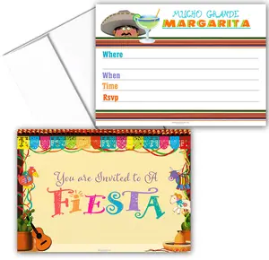 Stonehouse Collection | Mexican Fiesta Invitations | 25 Fiesta Party Invites with Envelopes | USA Made - Mexican, Cinco de Mayo