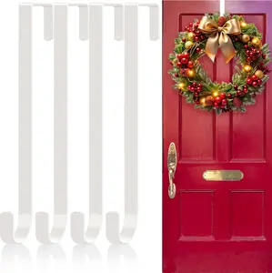 Hang your outfit for the next day! Higift 12" Wreath Hangers for Front Door, 4 Pack White over the Door Wreath Hanger Hooks, Christmas Wreath Hanger Holder Metal Door Hooks for Hanging Christmas Front or Back Door Reef Decoration HiGift