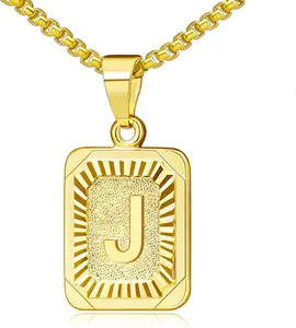 Letter Necklace for Women Girls,Rectangle Necklace with Letters