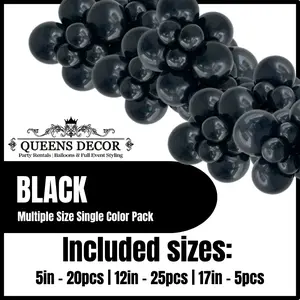 Black Balloons Packs multiple sizes 5", 12", 17", and more base on selected package