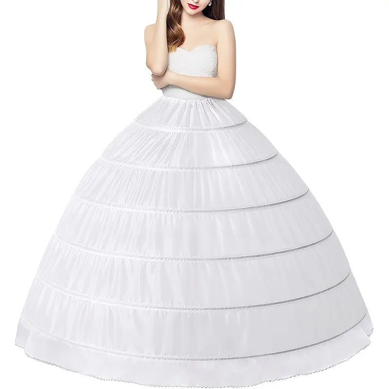 [Royal Court Style Petticoat] 6-Hoop Royal Court Style Bridal Petticoat - Princess Wedding Dress Support, Polyester - Fits Sizes 2-18, Hand Wash Only