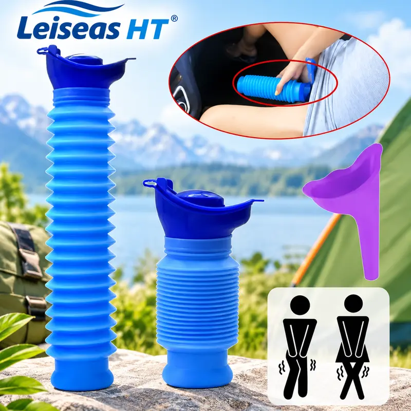1set Urinal Car Urinal Bucket Outdoor Standing Urine Emergency Travel Portable Reusable Shrinkable Camping Toilet Urine Leak