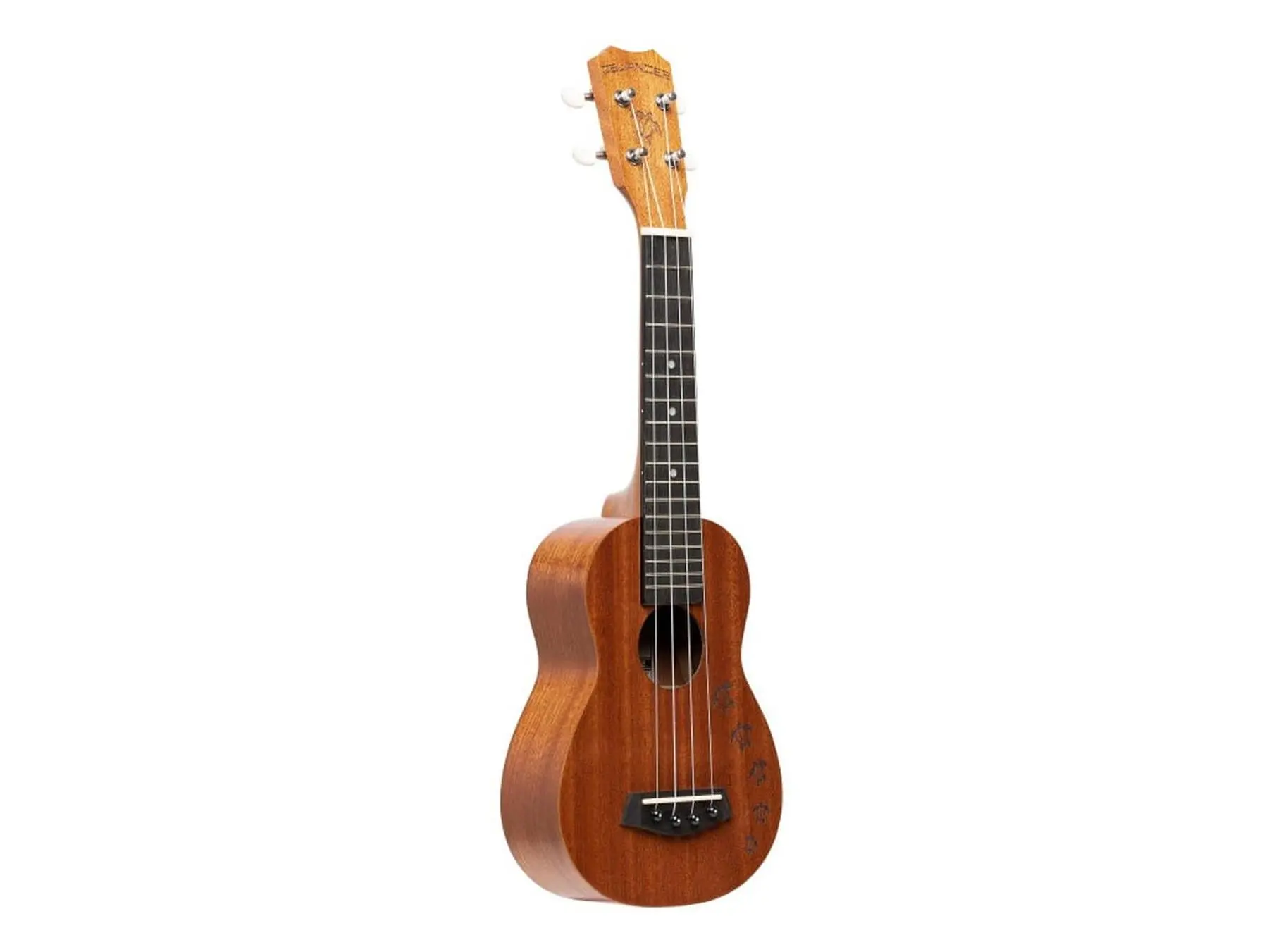 212 MAIN Islander 25232 Soprano Acoustic Ukulele - Mahogany Honu Turtle Engraving, Natural Satin Finish, Walnut Fingerboard, Nubone Nut, ABS Dots, Authentic Hawaiian Tone, Concert Model Compatible