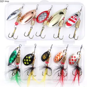 10Pcs Rooster Tail Spinnerbait Set - Feathered Treble Hook Spoon Lures, Vibrant Metal Fishing Equipment, Durable Freshwater/Saltwater Bait, Realistic Swim Action for Bass, Trout, Portable Outdoor Angler Gear, Practical Gift for Fishing Enthusiasts