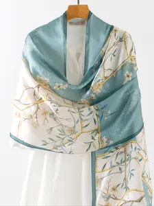 67.7x20.87 Inch Vintage Silk Scarf for Women, 100% Pure Silk Shawl, Soft Lightweight Breathable, Versatile Accessory, Windproof Comfortable