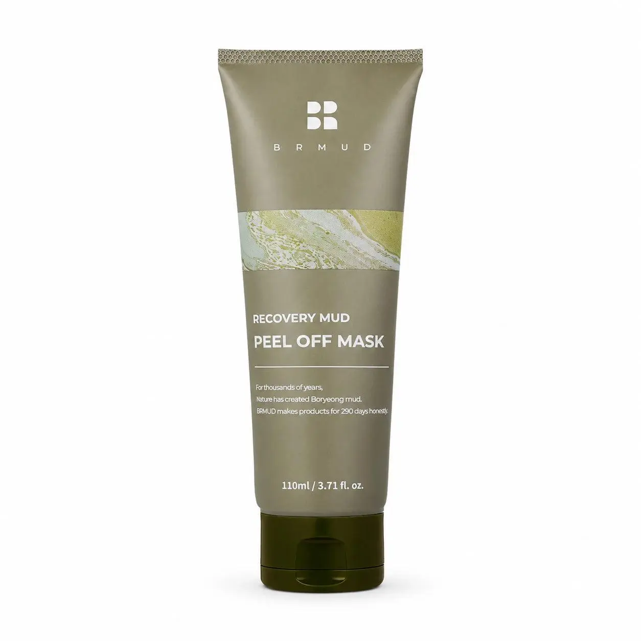 BRMUD Recovery Mud Peel Off Mask 110ml, Korean Peel Off Mud Mask with 3% Boryeong Mud + Bentonite for Pores and Excess Oil