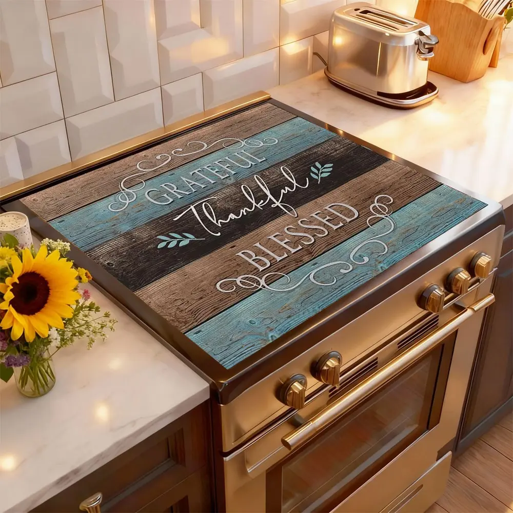 Soft Electric Stove Cover Cook Top Panel Protector Pad,Vintage Wood Grain Design, Scratch Resistant, Easy Clean, Multi-Purpose Household Home Kitchen Protector, Summer Gift Decor