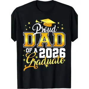 Proud Dad Of A 2026 Graduate Men's T-Shirt, Graduation Celebration Graphic Tee, Casual Family Wear, Great for Graduation Day, Parties & Family Gatherings, Perfect Gift for Proud Dads of 2026 Graduates