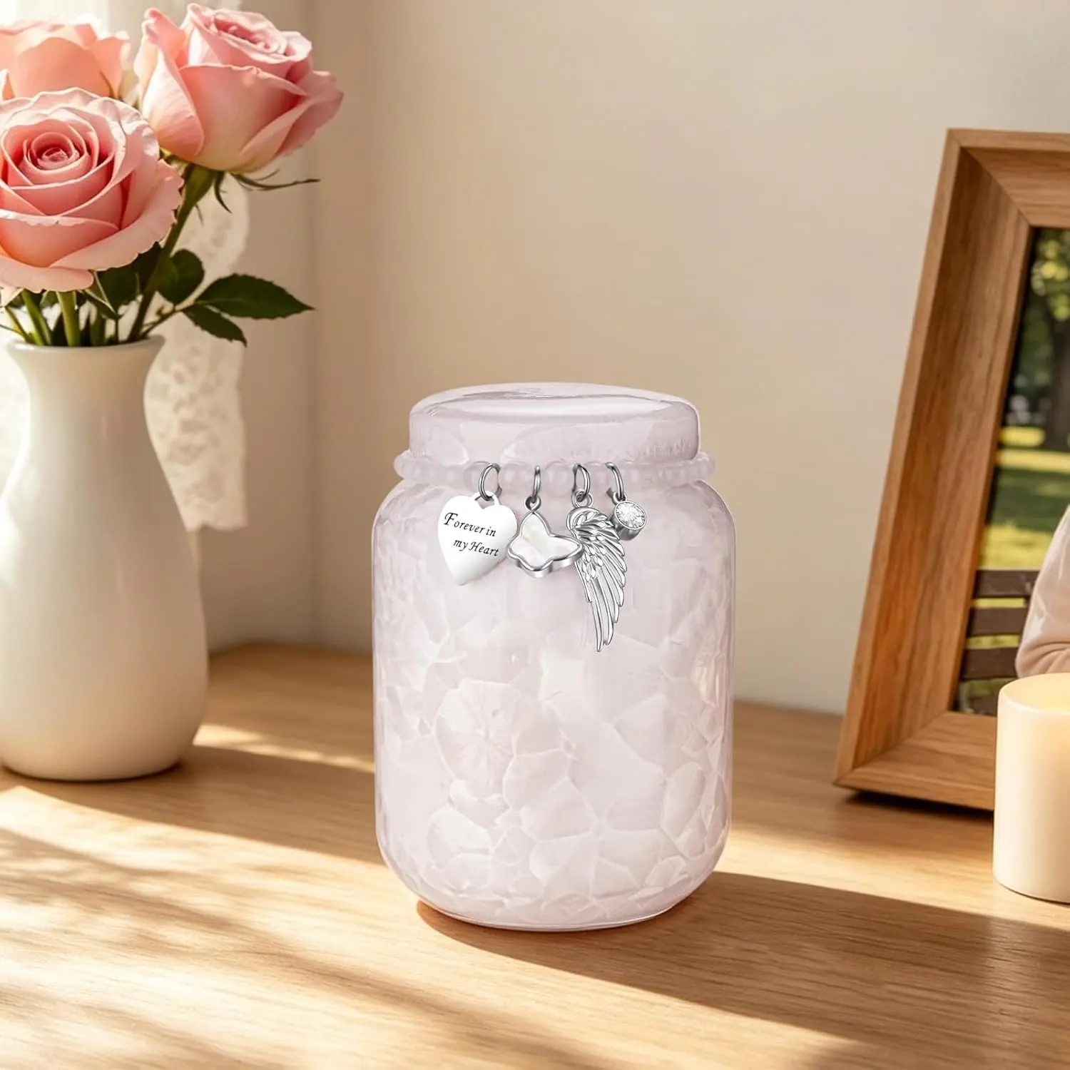 Handcrafted Compact Ceramic Human Ashes Urn - Mini Memorial Gift Keepsake for Women, Home Display (DIY Painting Supplies)