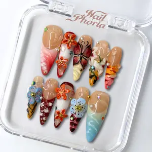 NailPhoria HEATWAVE MUSE - Handmade Press-On Nails | Reusable, Salon-Quality, Long-Lasting, Glossy Design