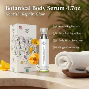 American Flower Cosmetics Cool & Warm Botanical Body Serum with California Poppy, Niacinamide & Shea Butter, Nourishing Skin Repair Massage Serum for Body Wrap Treatment, Ginger Body Contouring Oil, 4.7 fl oz