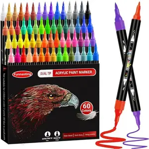Acrylic Paint Markers, 30/60 Colors Dual Tip Pens with Brush & Fine Tips, Ideal for Wood, Canvas, Stone, Glass, Ceramics, DIY Crafts, Crafts Art Supplies