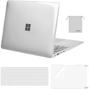 MOSISO Compatible with Microsoft Surface Laptop Case 13.8 inch 2024 Touchscreen 7th Edition 2024 Release Model 2036, Plastic Hard Shell CaseKeyboard CoverScreen ProtectorStorage Bag, Crystal Clear