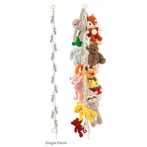 Hanging Plush Toy Storage Rack with 20 Metal Clips, Multi-Functional Organizer for Toys Hats Socks Photos, Hanging Room Decor, Ideal for Bedroom Corner Baby Room Game Room