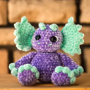 Crocheted Handmade Purple Dilophosaurus Dinosaur Plush