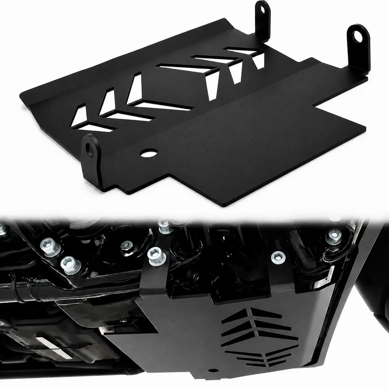 3mm Aluminum Lower Engine Skid Plate - Bolt-On Debris Shield for Harley Road Glide, Street Glide, CVO 2023-Up Touring Models, Hollow Structure for Better Airflow and Drainage, Vehicle-Specific Chassis Engine Protection Guard