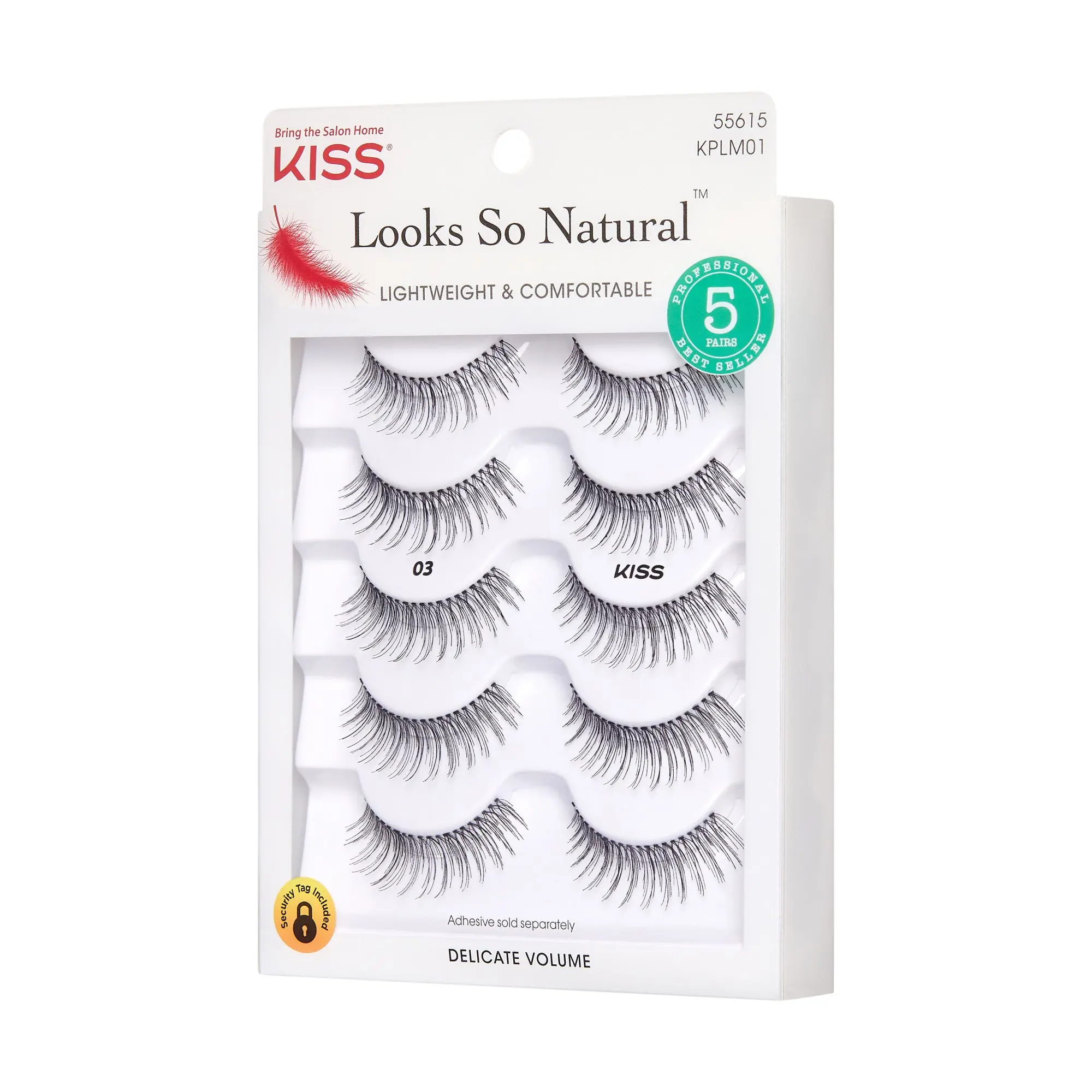 Kiss Looks So Natural False Eyelashes Multipack - 03 | 5 Pairs, Strip Lashes, 10mm