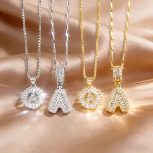 4-Pack 14" Gold and Silver Metal Coated Initial Necklaces, Ethnic Alphabet Pendants with Iced Out Bubble Gems Zirconia Jewelry, 17-19" Nickel-Free Chain for Women,summervibes