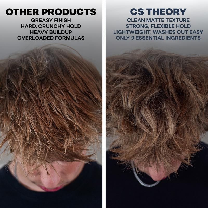 CS THEORY Hair Styling Clay for Men - Strong Hold Matte Finish Lightweight Non-Greasy Formula Adds Texture Volume and Control 3.5 oz