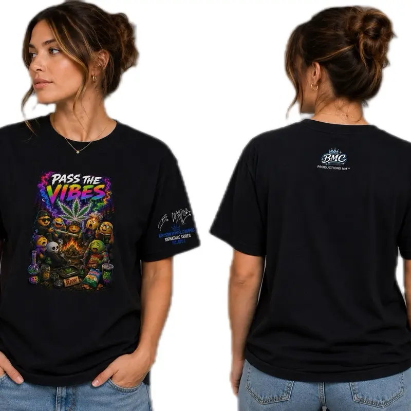 Cannabis Emoji Graphic Tee - Pass the Vibes Signature Series No. 0004 - BMC Productions NM