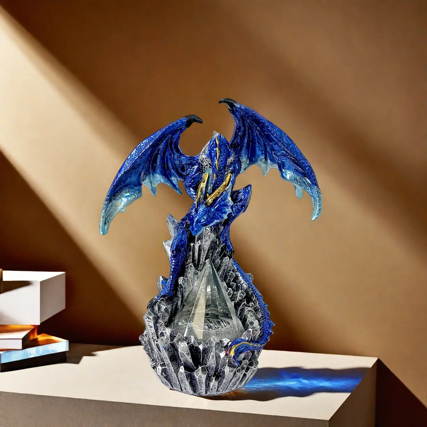 Guardian Dragon Desktop Decoration Figurine, Diamond Guardian Dragon Ornament, Desk Decor, Collectible Dragon Statue, Home Office Decor Accessory, Decorative Sculptures, Decorative Piece, Resin Figurine Statue