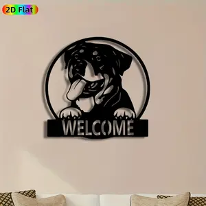 1pc Rottweiler Metal Wall Art,Rottweiler Statue Mural, Ideal Gift for New Year, Easter, Dog Enthusiasts, Rust-Resistant Metal Wall Decor Wall Sculptures, Perfect for Patio Wall & Garden Fence, Pet Lovers Enthusiasts