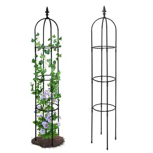 Garden Obelisk Pots Trellis for Climbing Plants Outdoor 6 Ft Rose Bush Round Trellis for Pots Rustproof Metal Plant Flower Trellises for Clematis Vine Jasmine Support Outdoor Indoor