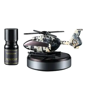 Car Solar Air Freshener, Helicopter Aromatherapy Solar Rotating Aromatherapy Dashboard, Car Interior Purifier, Essential Oil Freshener Diffuser (Black Camouflage)