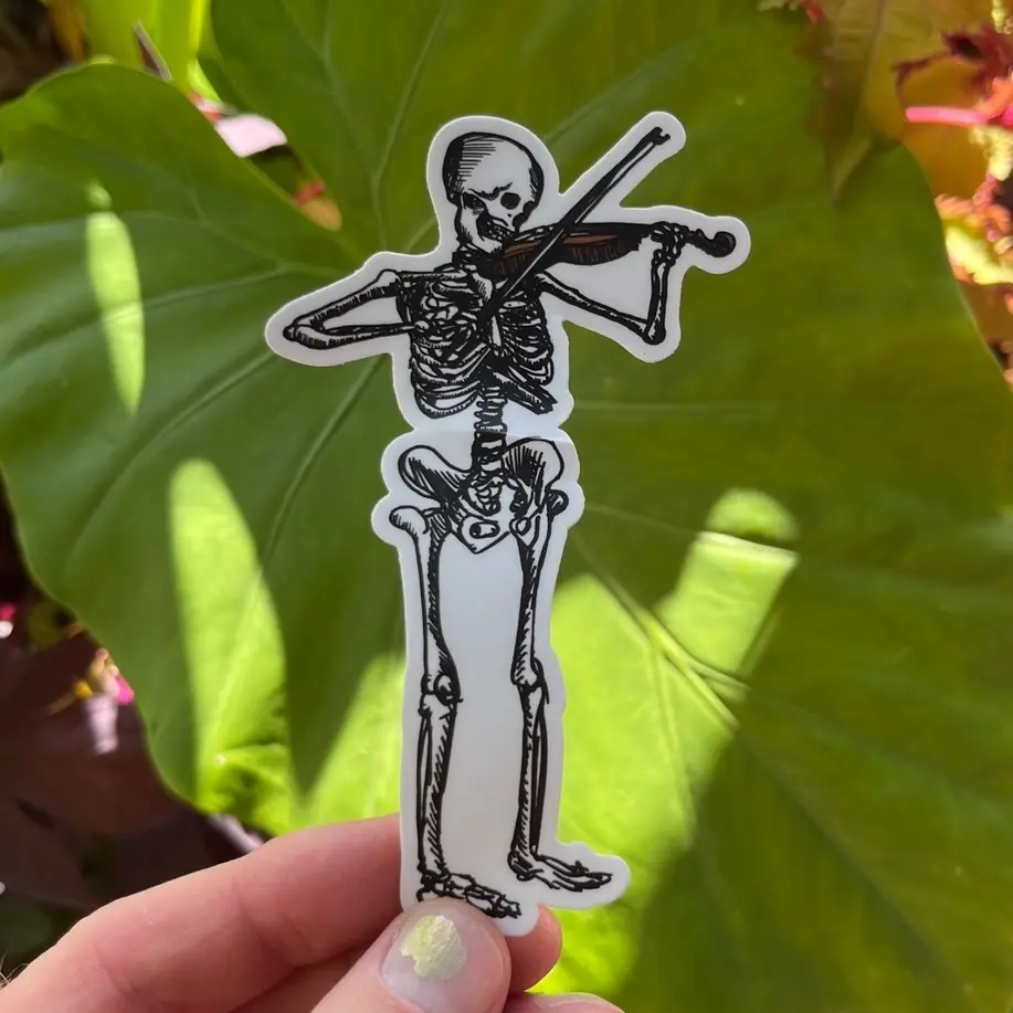 BellavanceInk: Skeleton Playing The Fiddle/Violin Vinyl Sticker