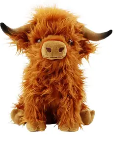Highland Cow Stuffed Animal,10.5 inches Realistic Cow Plush Toy,Animal Cattle Plush Farm Toy,Farm Plushie Christmas Birthday Present for Boys Girls Kids Grandchildren