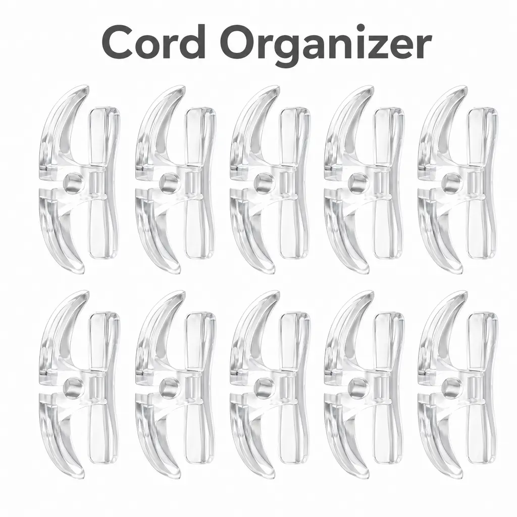 10-Pack Self-Adhesive Silicone Cord Organizer - Heavy-Duty Plastic Cord Storage, Upgraded Damage-Free Anti-Static BPA-Free Indoor Wire Holder for Desk Cable Management, Universal Appliance Fit (Thicker/Longer Cables)