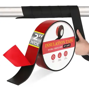 2 inch x 14 ft Pipe Insulation Tape, Outdoor Pipe Insulation Foam Tube for Winter Freeze Protection, for Heat Tape for Water Pipes, Copper Pipes, PVC, AC Line, Black