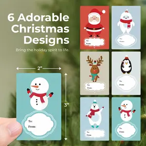 Christmas Gift Tag Sticker Roll 250 Tags