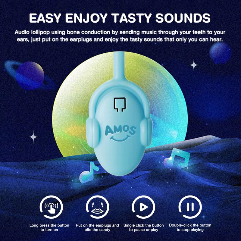 Amos TastySounds Music Lollipops Sugar-Free Audio Candies with Bone Conduction Tech Strawberry Blueberry Watermelon Snack Perfect Party Favor