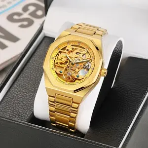 Stylish classic men’s mechanical watch with box, waterproof, luminous features, suitable for parties, daily wear, fashion, and as a luxury birthday gift