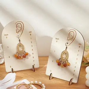 2/1 Piece Earring Measurement Display Stand, Wooden Earring Rack, DIY Earring Storage Holder, Arch-Shaped Earring Measuring Rack