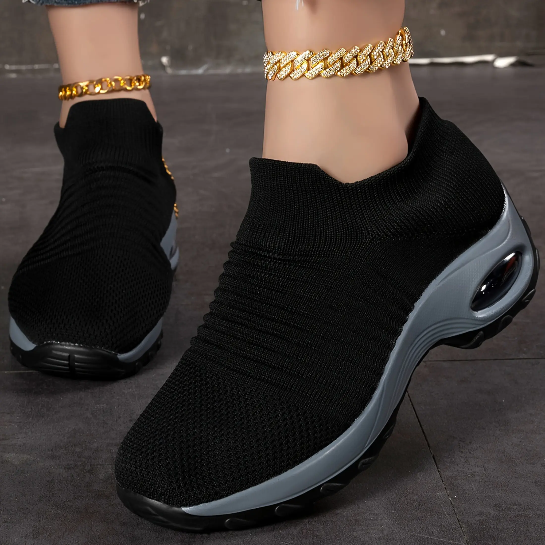 Women’s Running Shoes Comfort Air Cushion Sneakers Stylish Slip-On Sock Indoor Outdoor Shoes